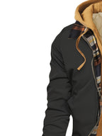 Men’s Hooded Jacket with Plaid Trim
