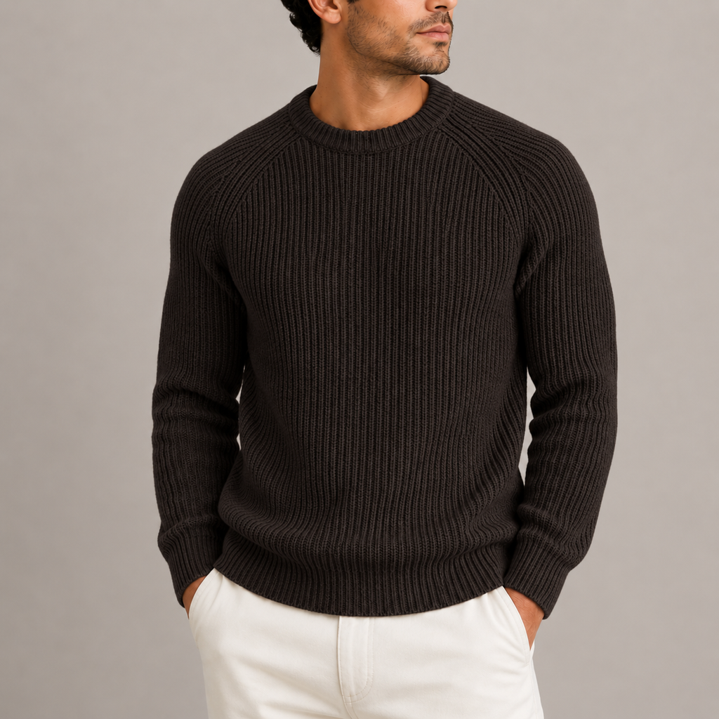 Men's Ribbed Knit Crew Neck Sweater