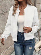 Women's Textured Zip-Front Bomber Jacket