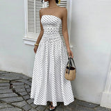 Women's Strapless Polka Dot Maxi Dress