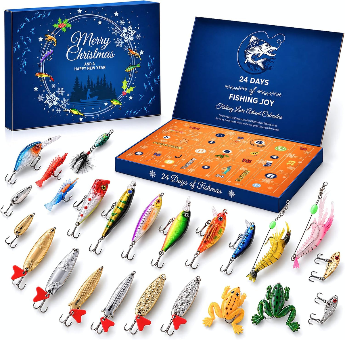Fishing Lure Advent Calendar 24-Piece Christmas Gift