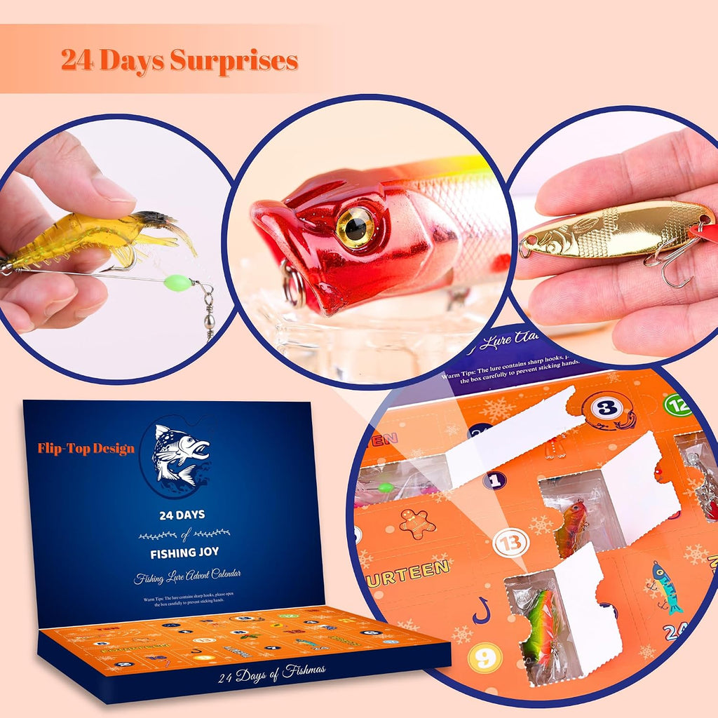 Fishing Lure Advent Calendar 24-Piece Christmas Gift