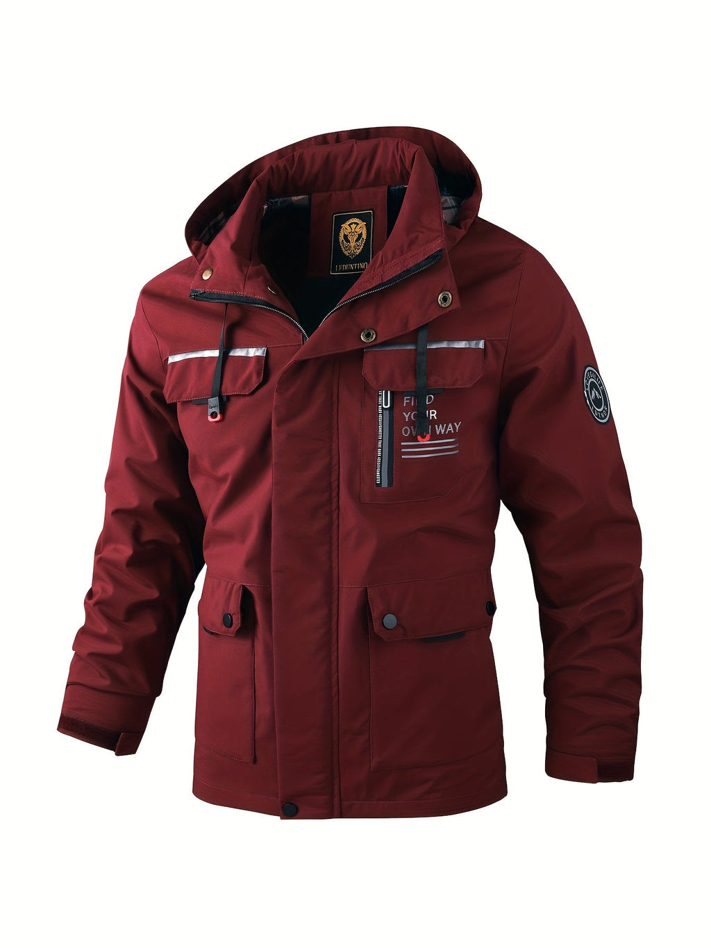 Men's Hooded Utility Jacket with Multiple Pockets