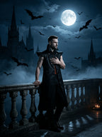 Men’s Halloween Vampire Costume with Long Cape