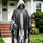 Halloween Hooded Ghost Costume with Tattered Cape