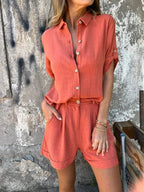 Women’s Relaxed Button Shorts Set