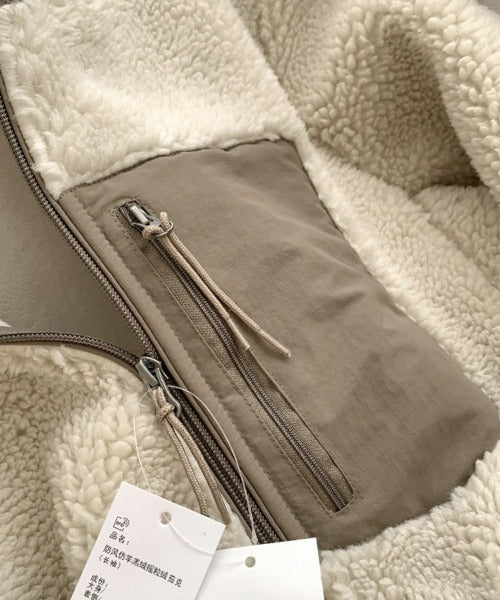 Women's Textured Zip-Front Jacket with Stand Collar