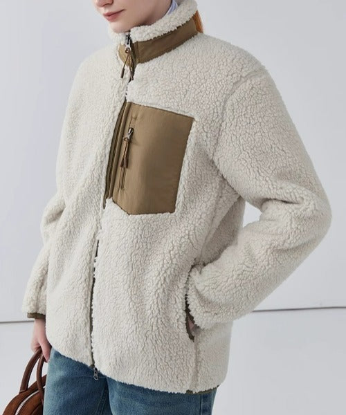 Women's Textured Zip-Front Jacket with Stand Collar