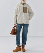 Women's Textured Zip-Front Jacket with Stand Collar