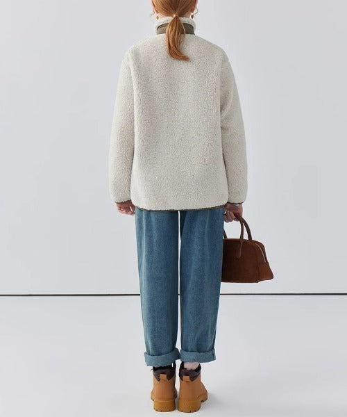 Women's Textured Zip-Front Jacket with Stand Collar