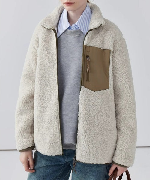 Women's Textured Zip-Front Jacket with Stand Collar
