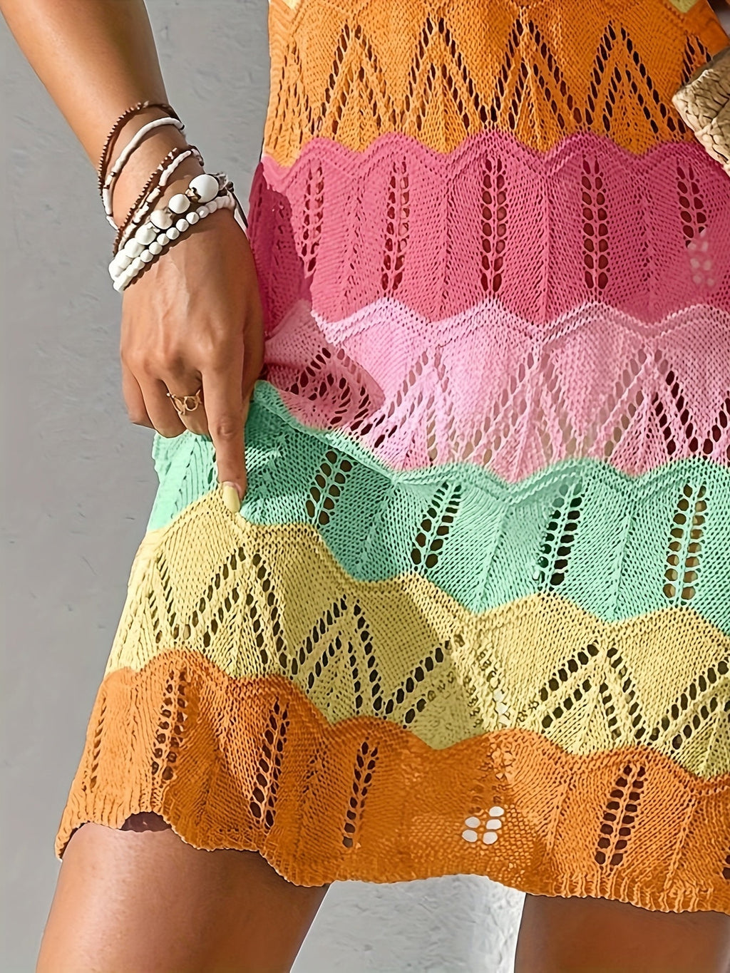 Women’s Colorful Crochet Beach Cover Up Dress