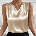 Women’s Satin Sleeveless V-Neck Blouse