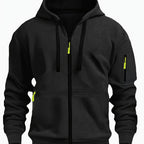 Men's Full-Zip Hooded Sweatshirt with Sleeve Detail