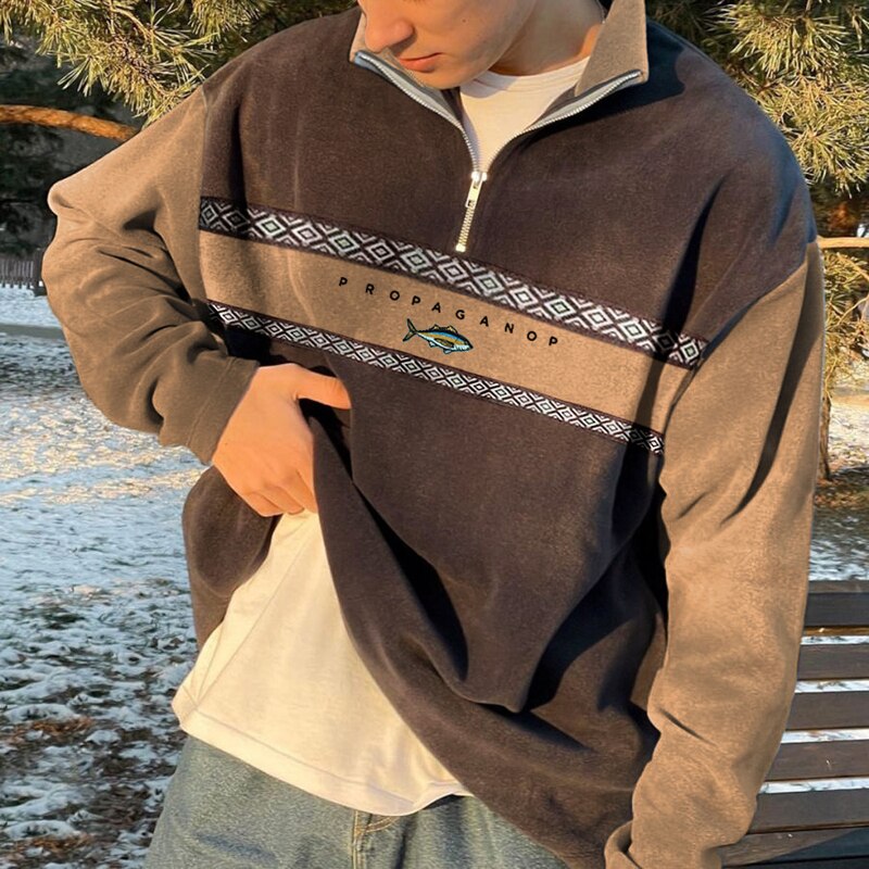 Men’s Quarter Zip Patterned Pullover