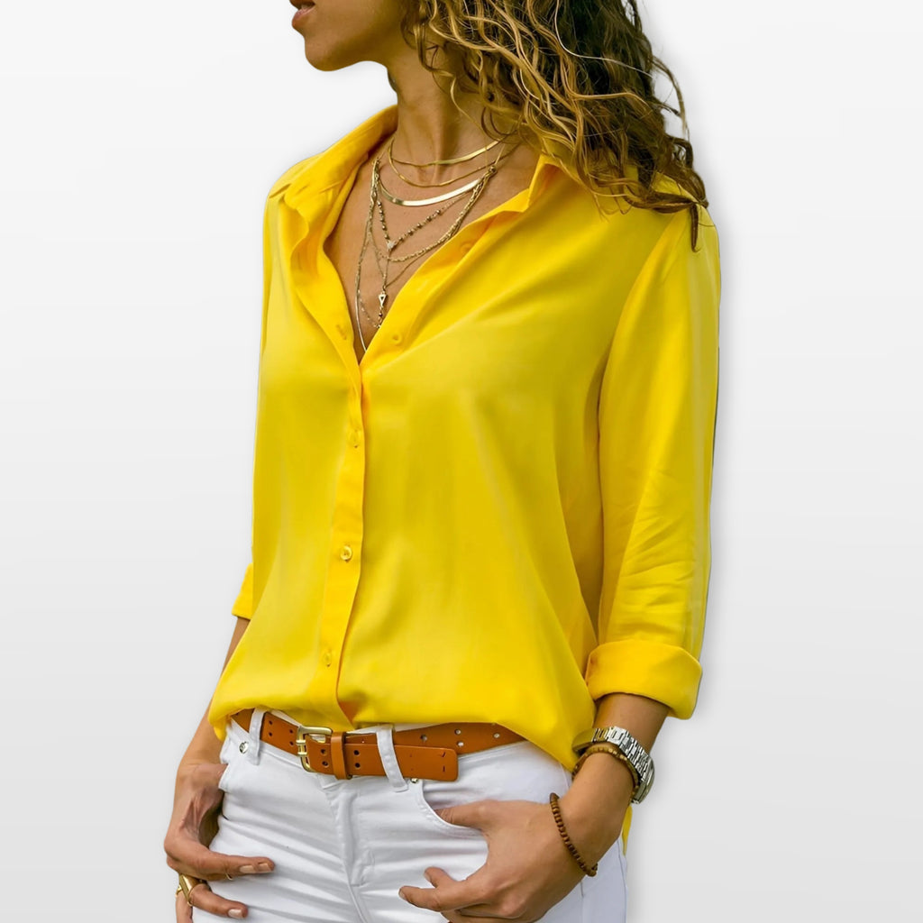 Women’s Button Down Blouse V Neck Shirt
