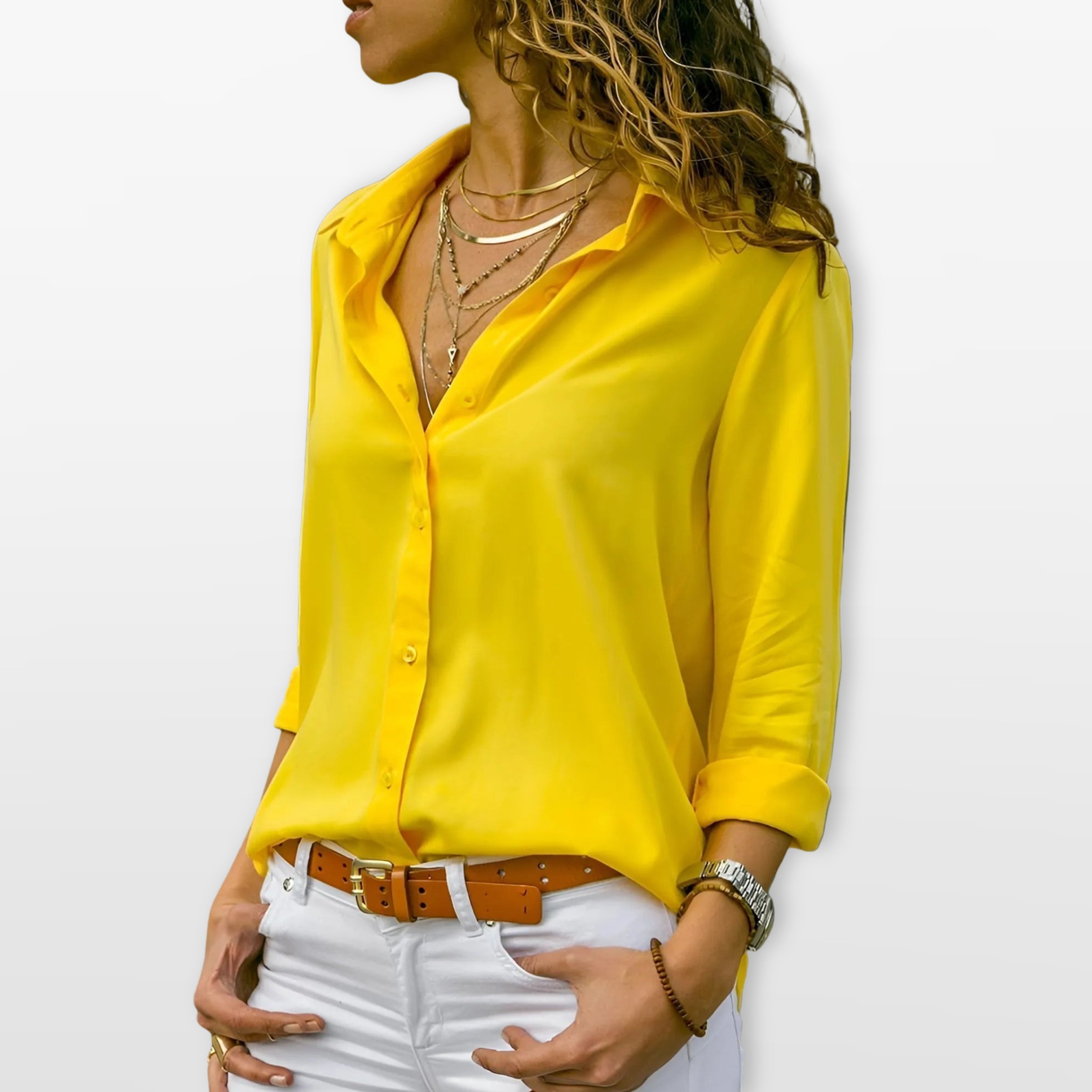 Women’s Button Down Blouse V Neck Shirt