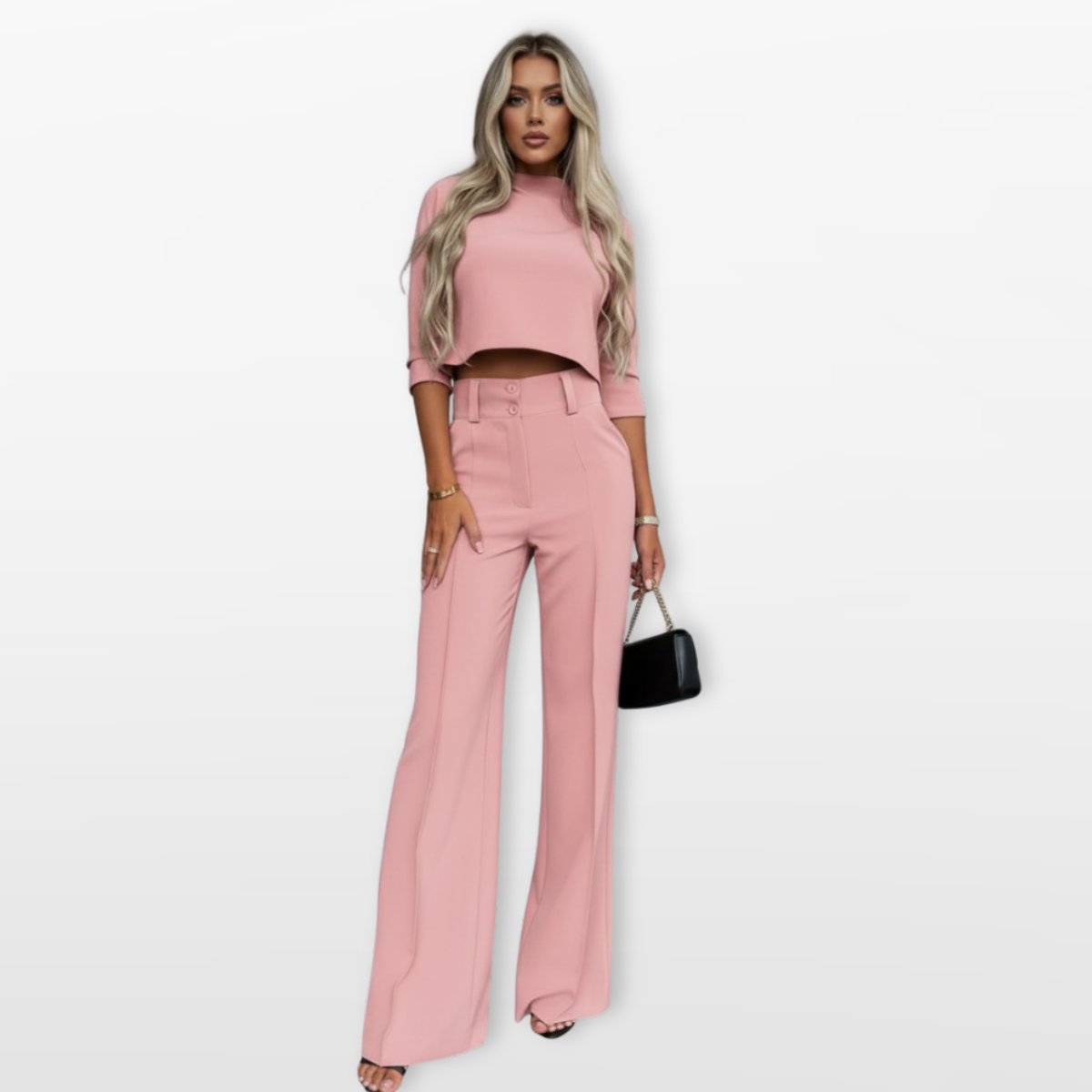 Women Two Piece Set Crop Top Pants