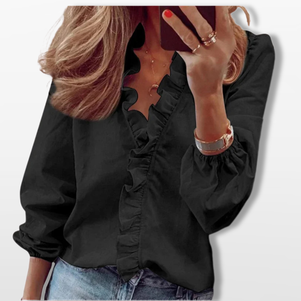 Women Ruffle V Neck Blouse Elegant Top
