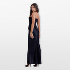Women’s Strapless Midi Dress Corset Satin