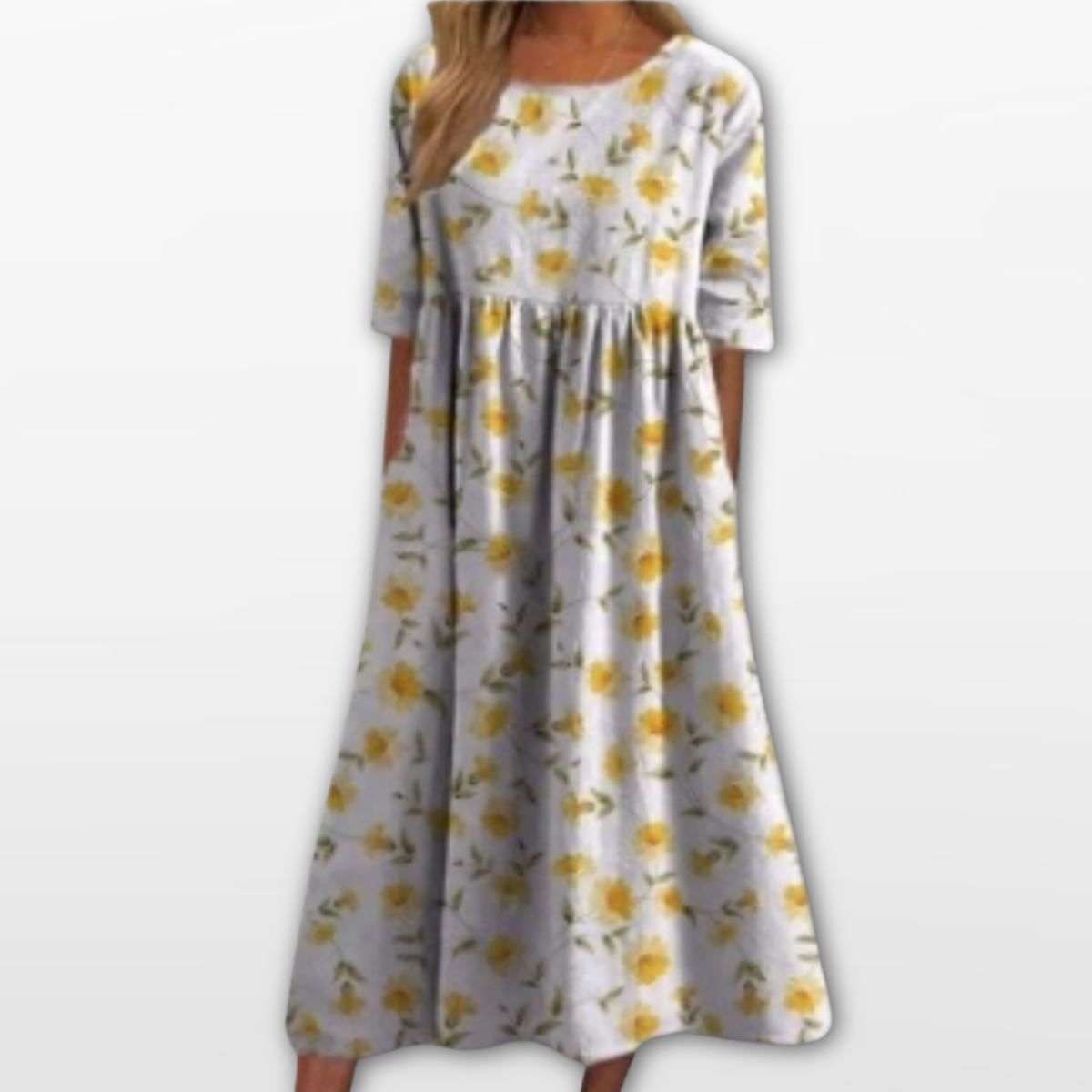 Women Floral Midi Dress Loose Fit