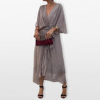 Women’s V Neck Midi Dress Flowy Wrap Dress