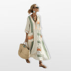 Women Boho Striped Maxi Dress