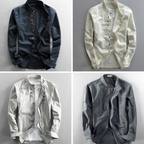 Men Mandarin Collar Button Up Shirt