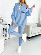 Women's 3 Piece Pant Set with Layered Top