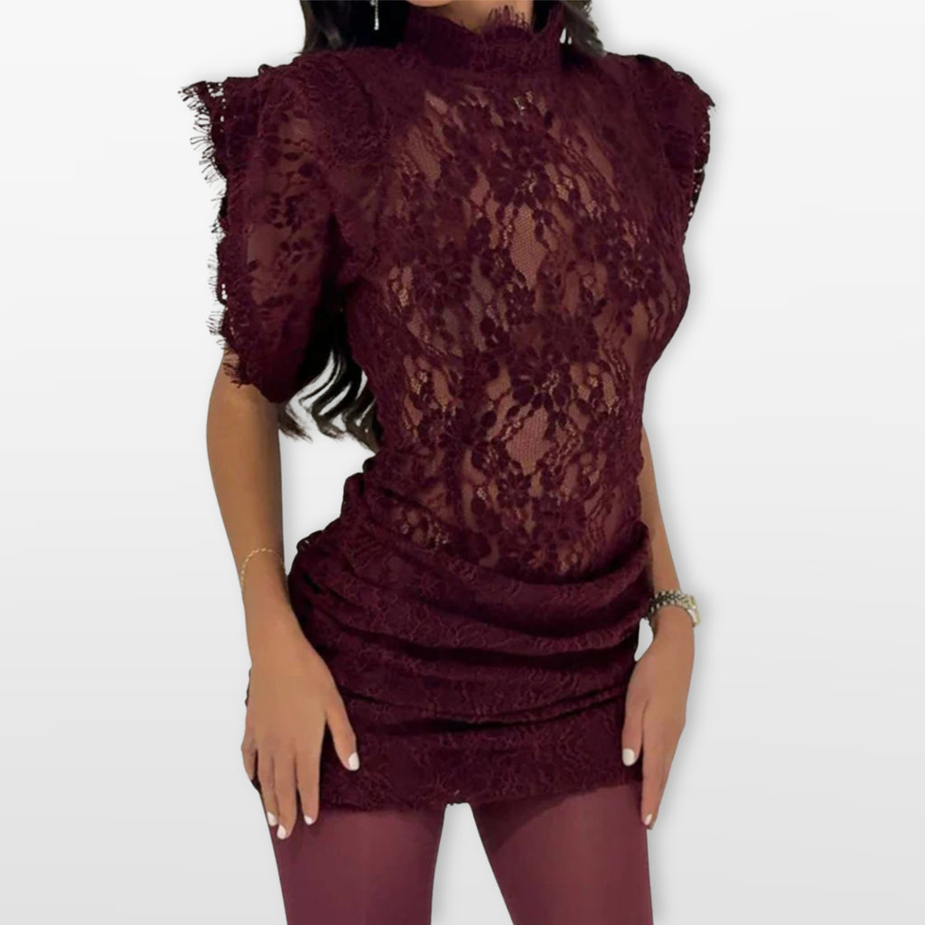 Women’s Sheer Lace Bodycon Mini Dress