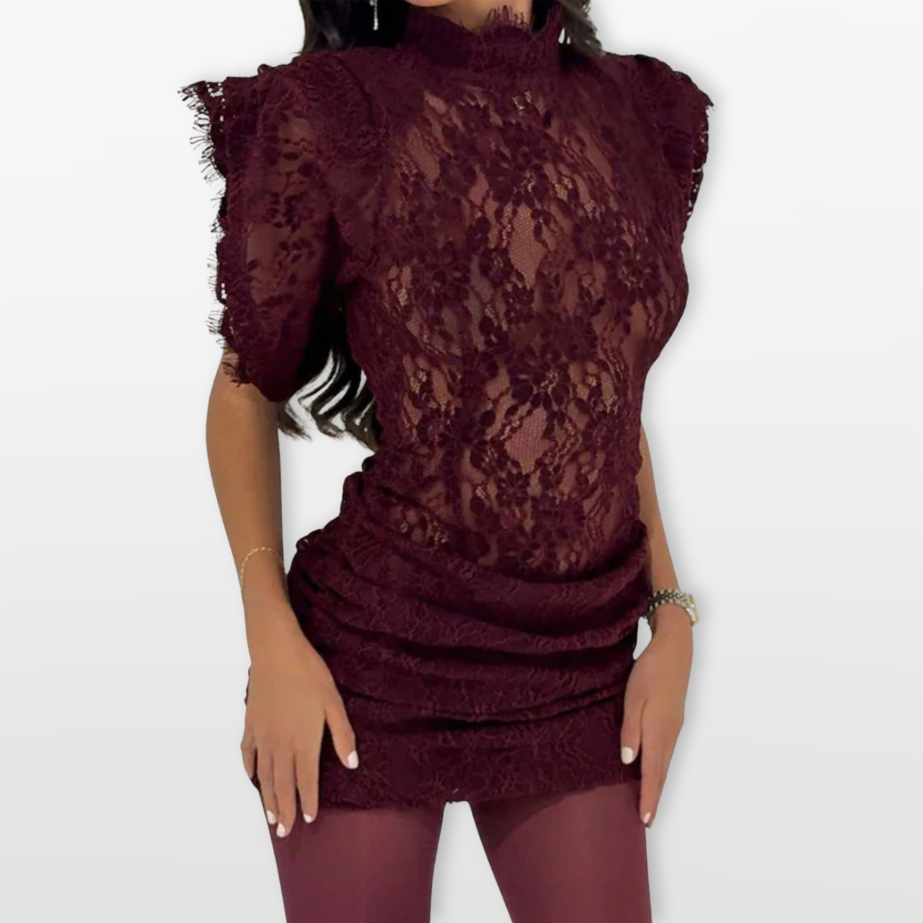 Women’s Sheer Lace Bodycon Mini Dress