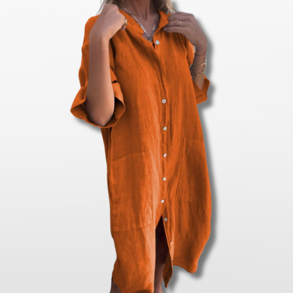 Women Relaxed Button Down Shirt Dress