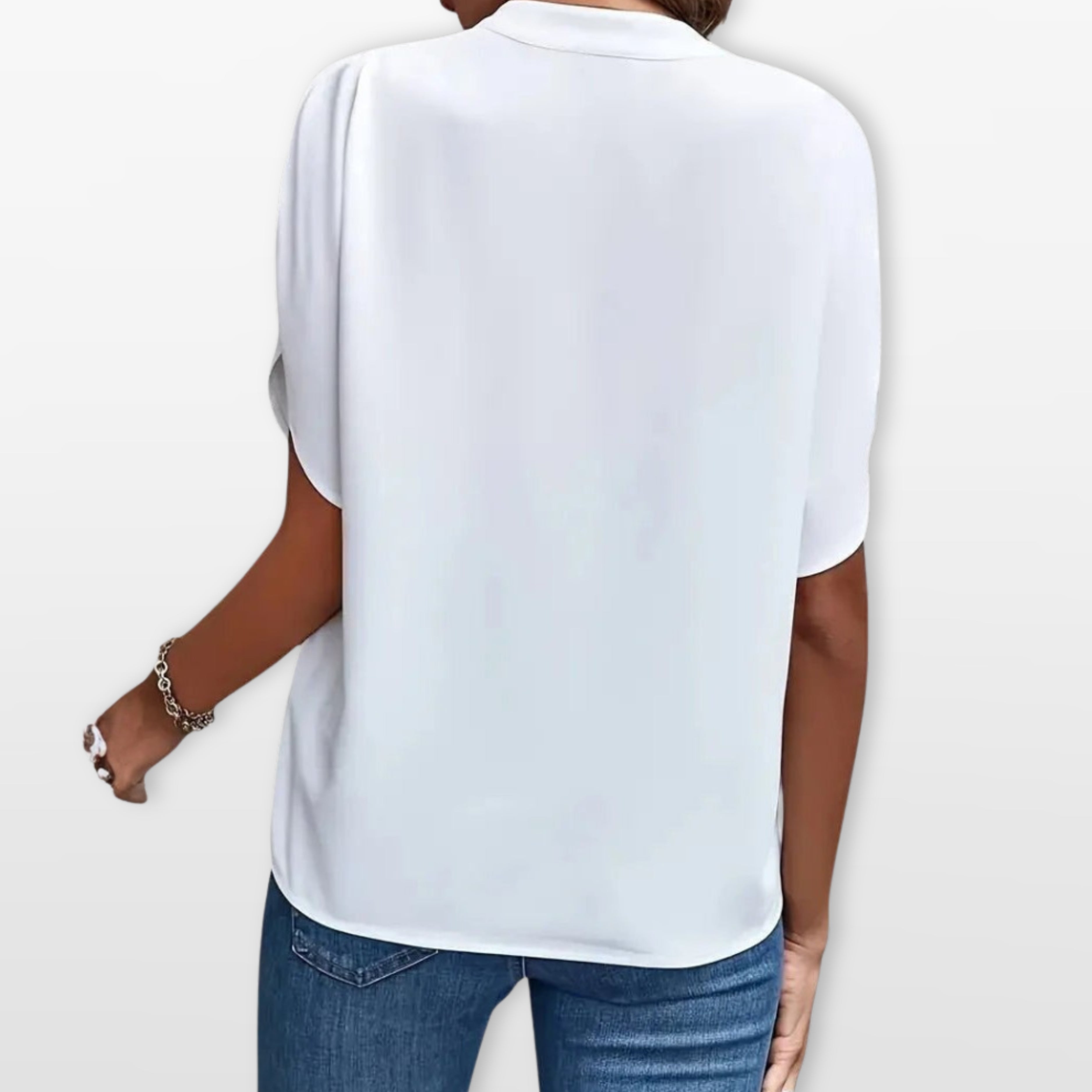 Women’s Short Sleeve V Neck Blouse Relaxed Fit
