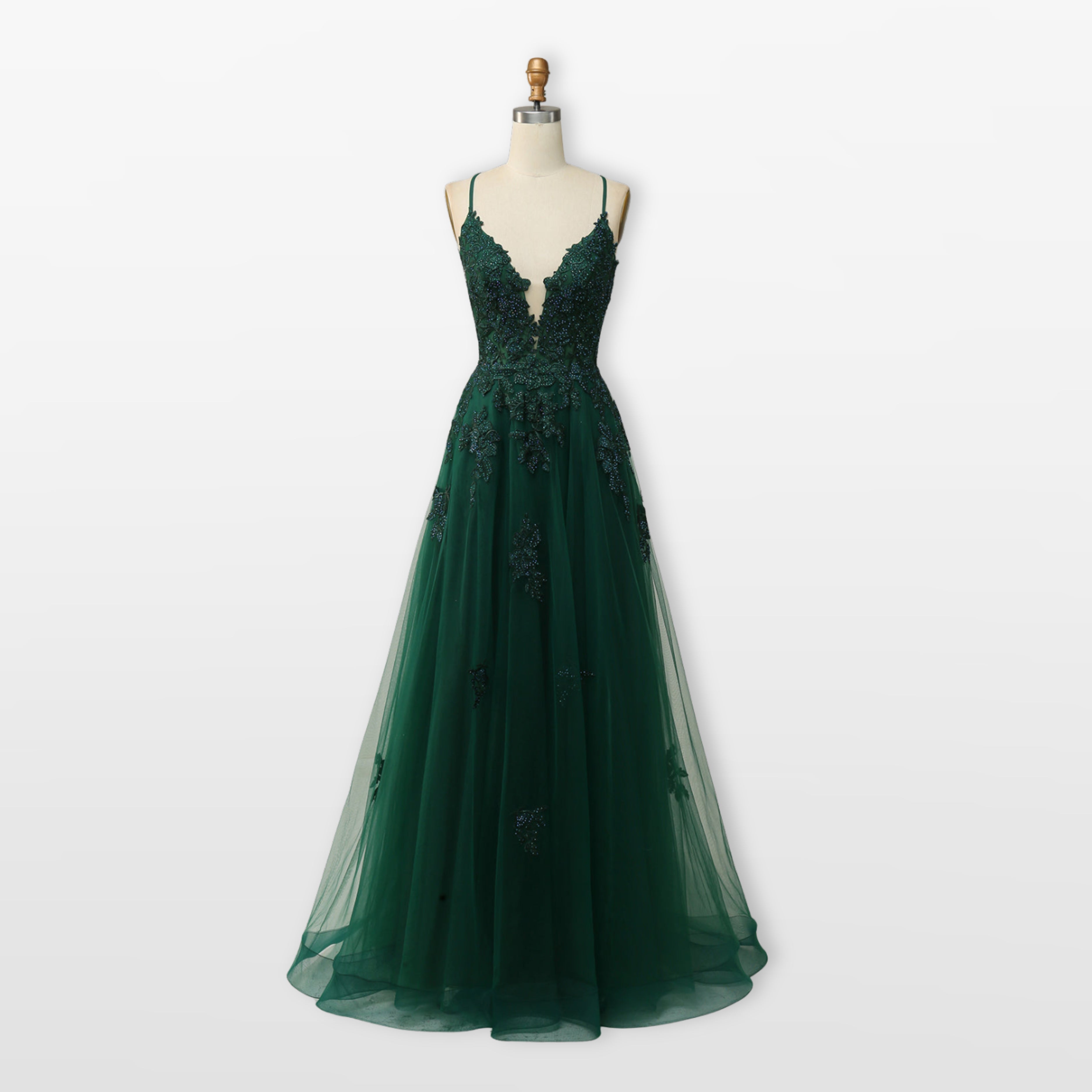 Women’s Lace Tulle Evening Dress Backless Slit