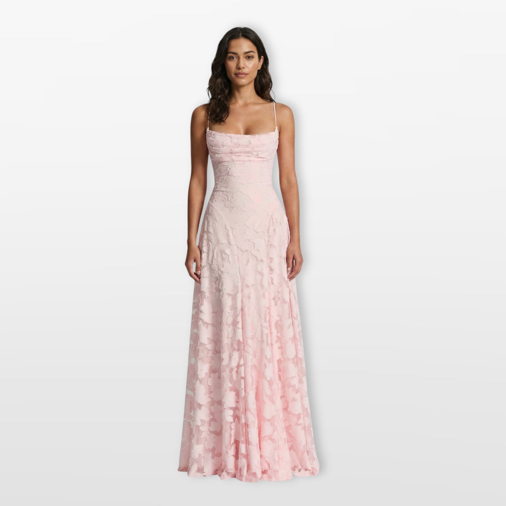 Women’s Lace Back Evening Dress A Line Maxi