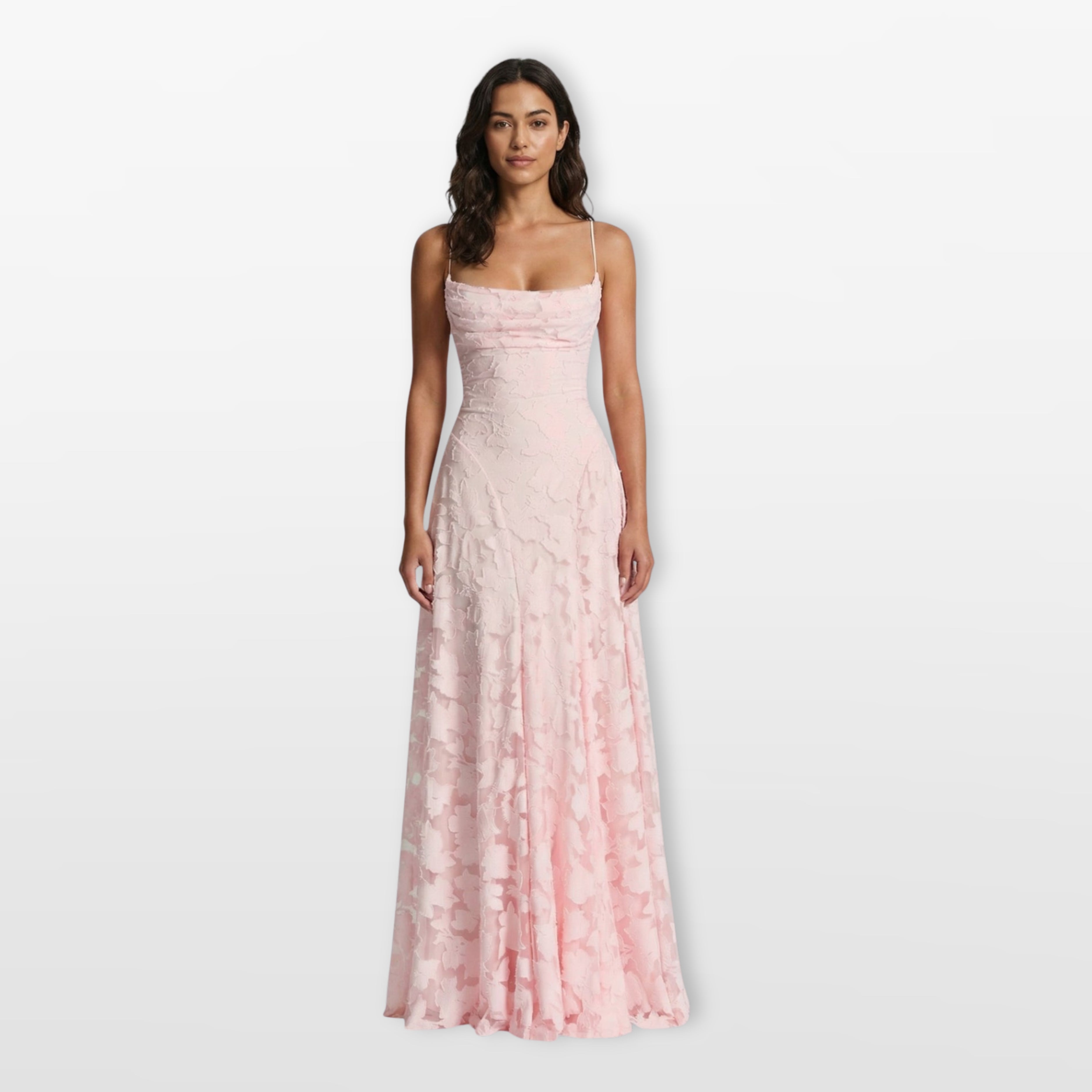 Women’s Lace Back Evening Dress A Line Maxi