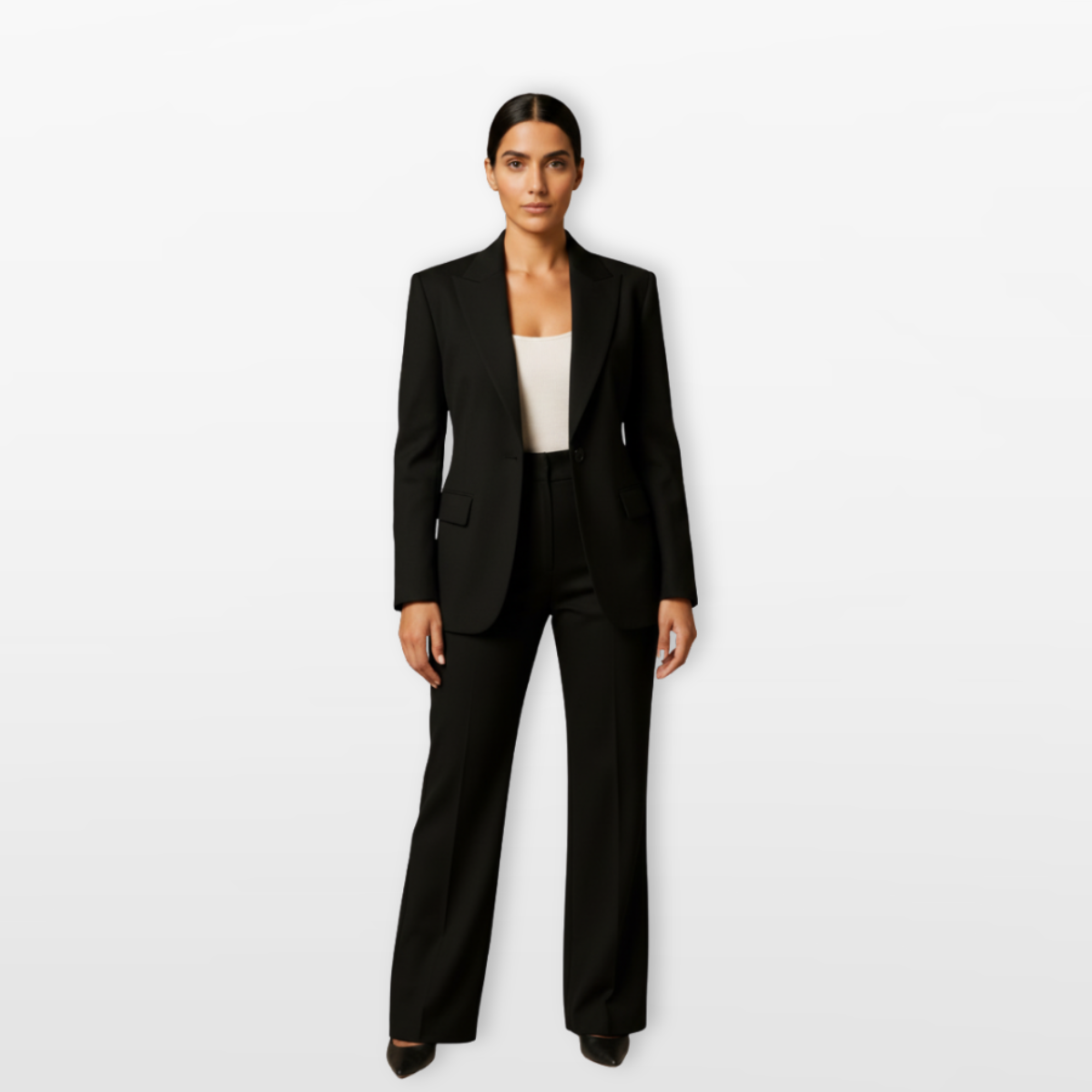 Women Tailored Blazer Pants Suit Elegant