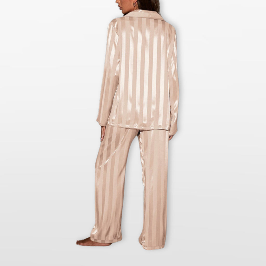 Women’s Satin Pajama Set Striped Loungewear