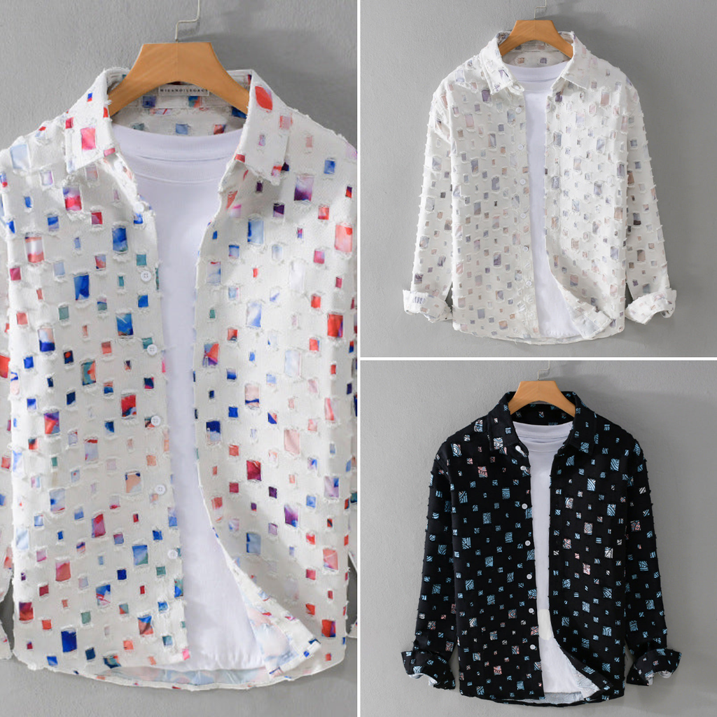 Men Patterned Casual Button Down Shirt