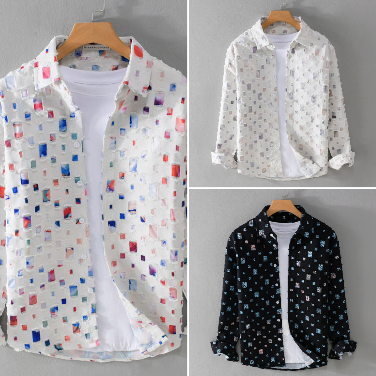 Men Patterned Casual Button Down Shirt