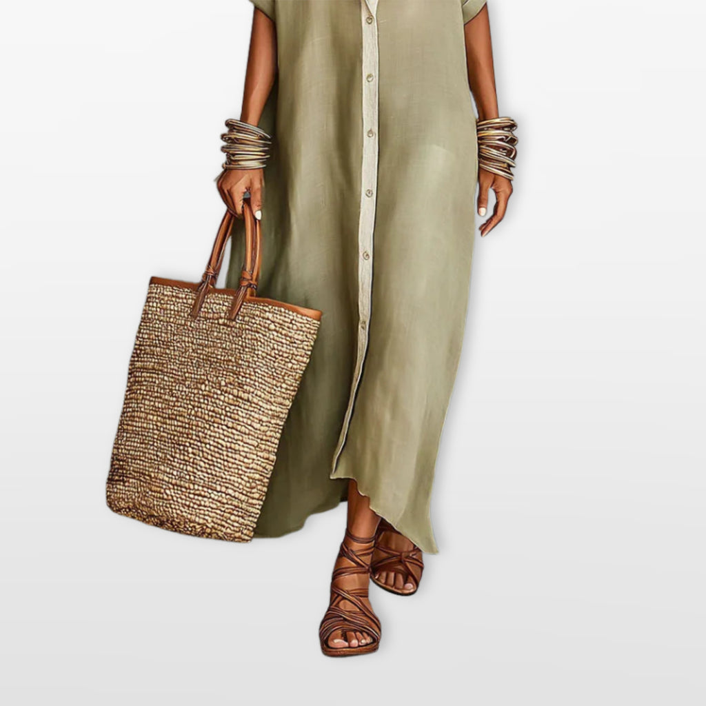 Women’s Maxi Shirt Dress Oversized Button