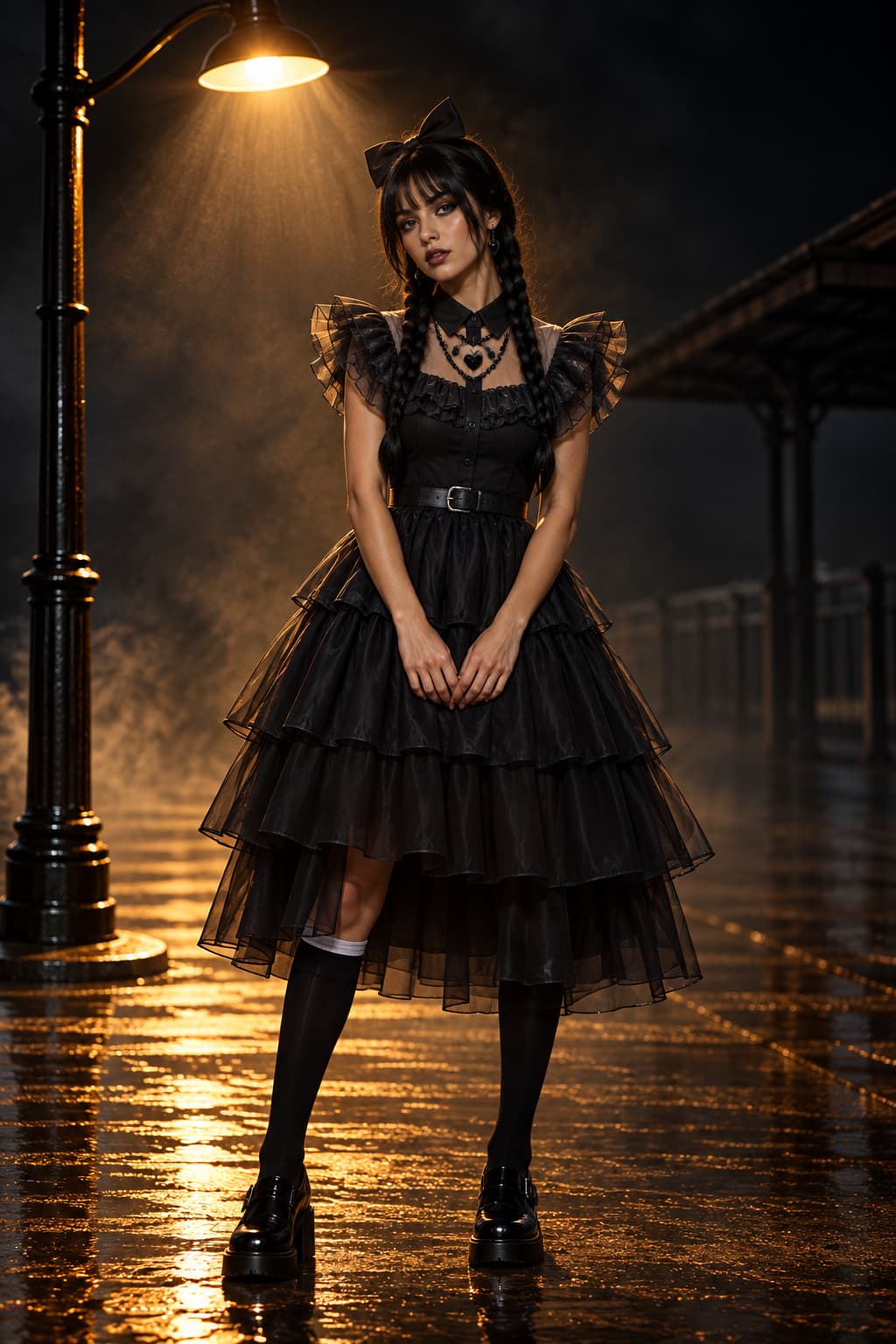Women’s Halloween Wednesday Costume Dress Set