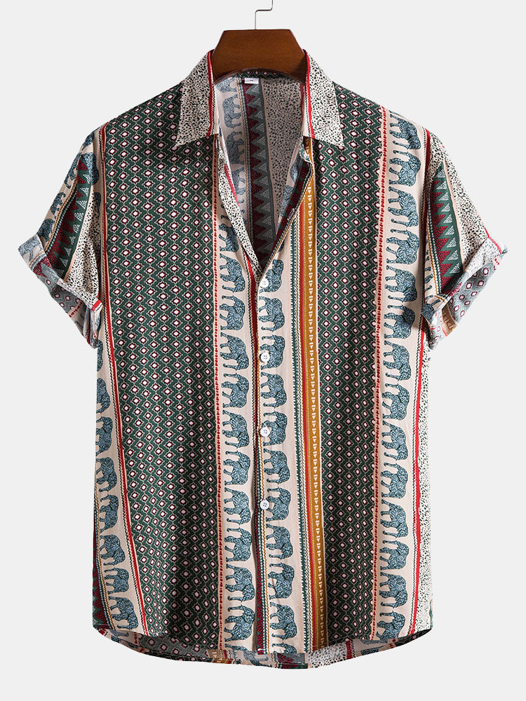 Men’s Relaxed Elephant Print Resort Shirt