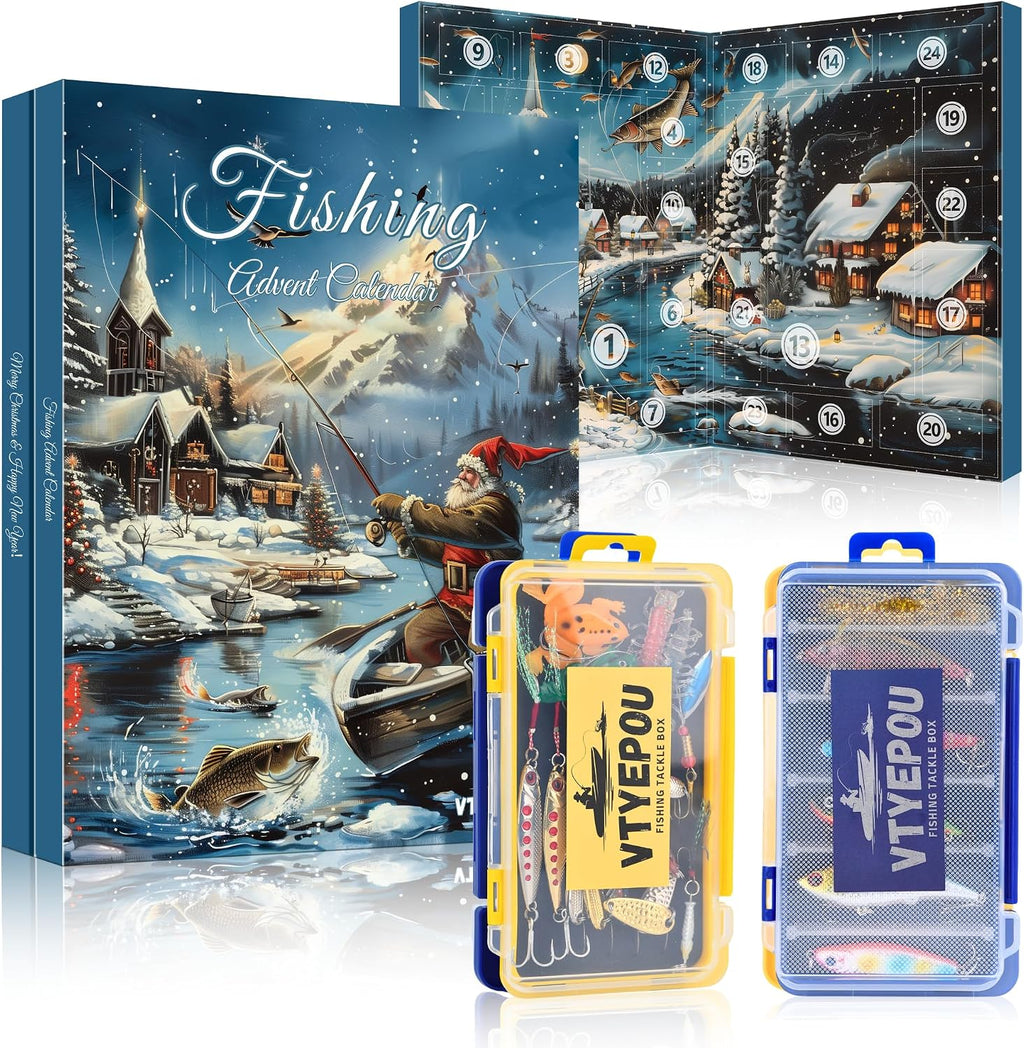 Fishing Lure Advent Calendar 24-Piece Christmas Gift