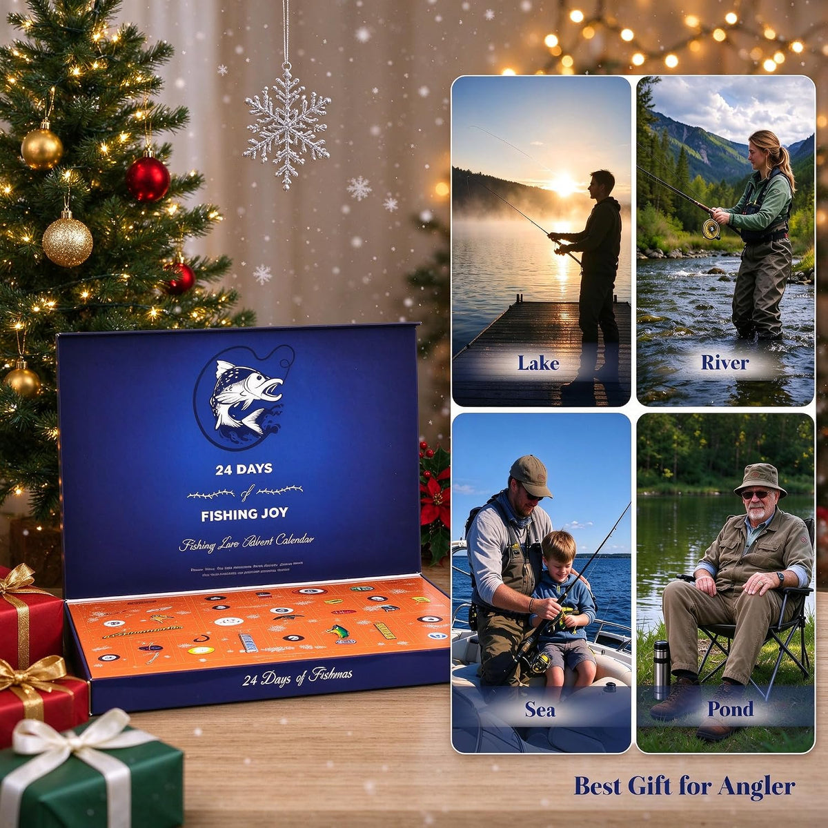 Fishing Lure Advent Calendar 24-Piece Christmas Gift