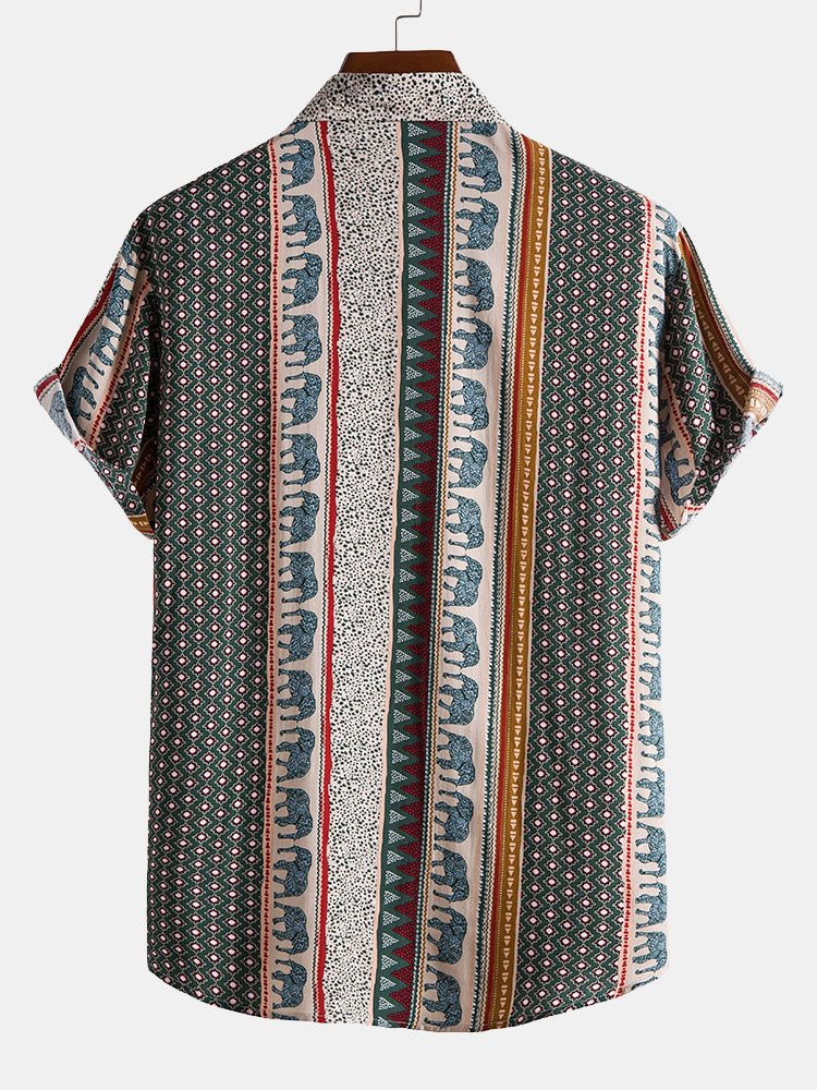 Men’s Relaxed Elephant Print Resort Shirt