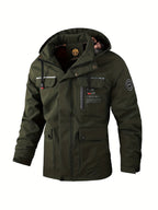 Men's Hooded Utility Jacket with Multiple Pockets
