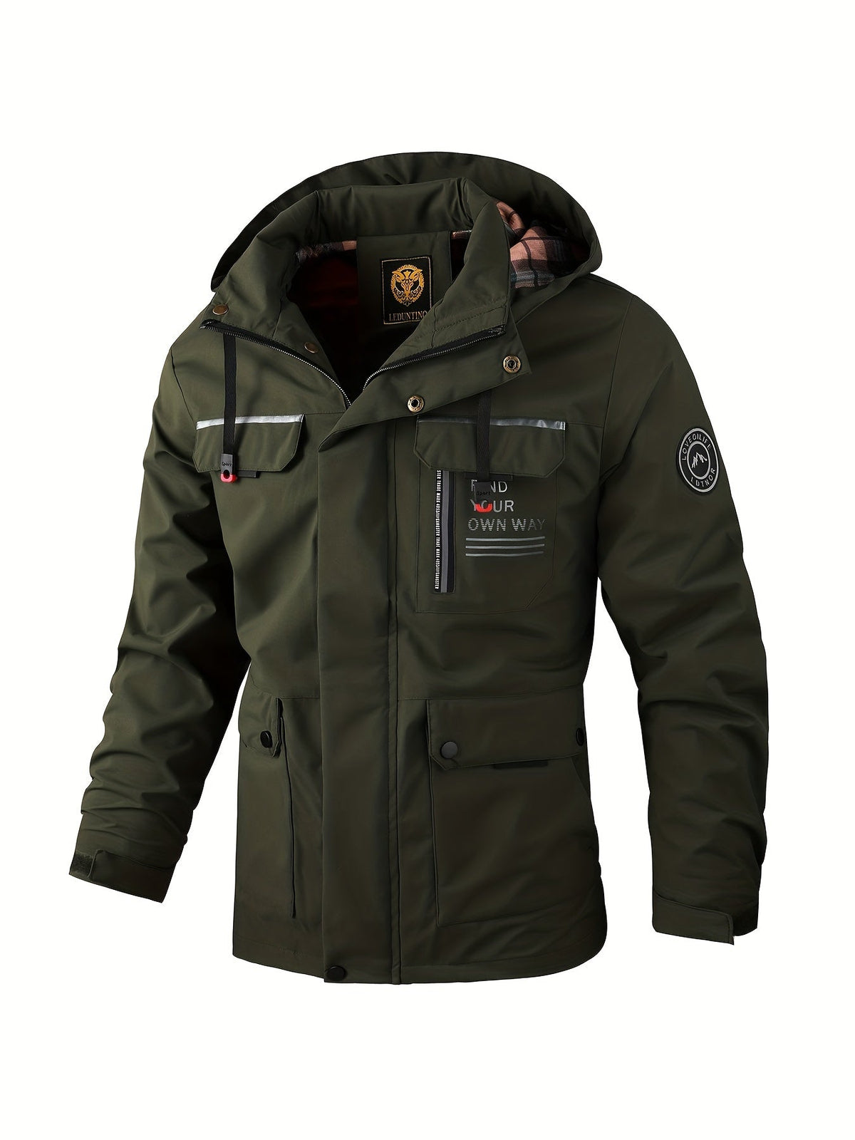 Men's Hooded Utility Jacket with Multiple Pockets