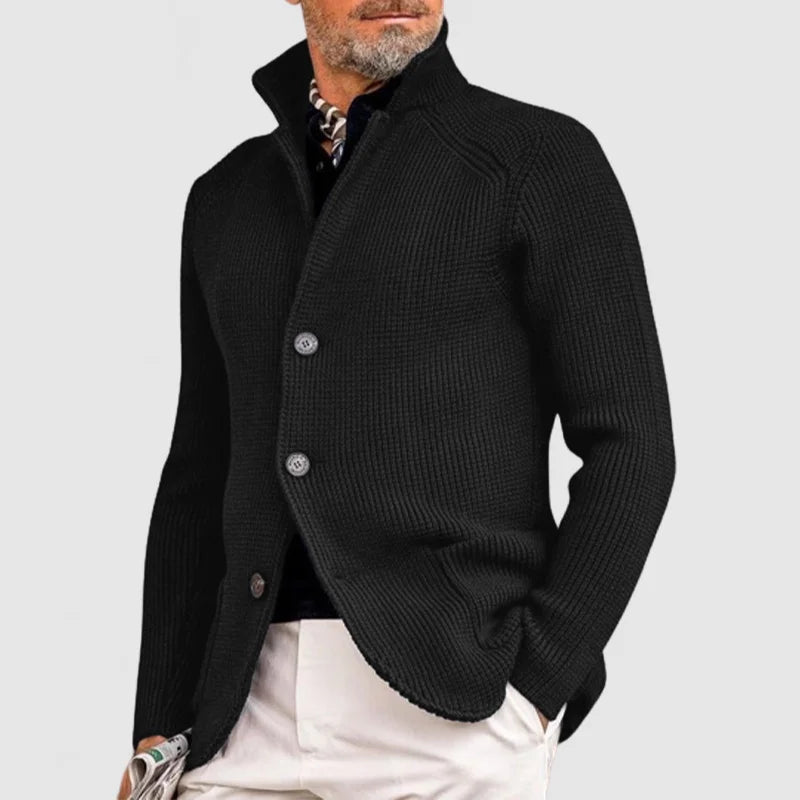 Men’s Stand-Collar Button-Front Cardigan