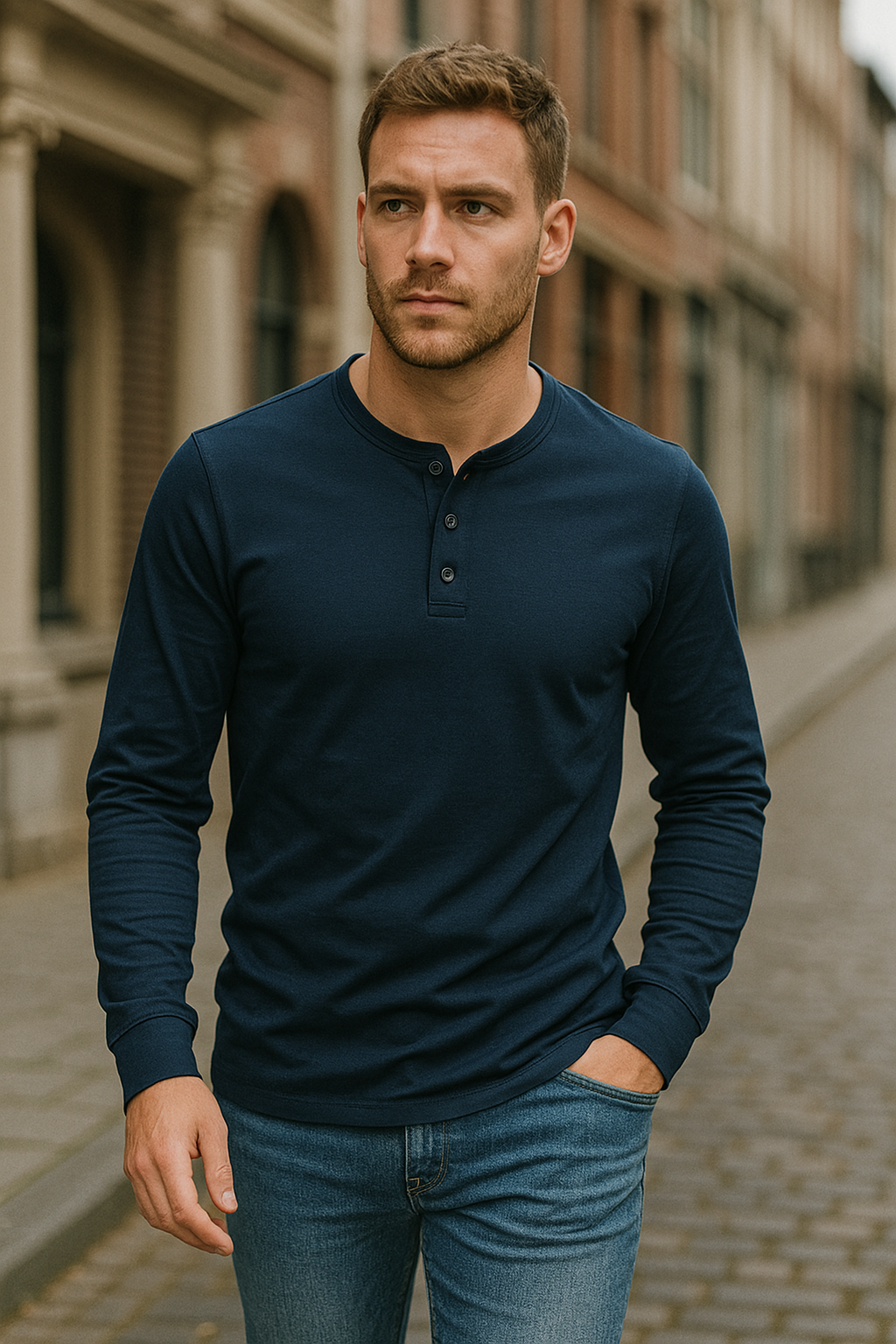 Men's Long Sleeve Henley Shirt